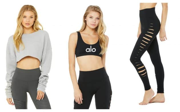 Alo Yoga: Pullover $68, Bra $56, Pants $98 (Pics: Official Website)